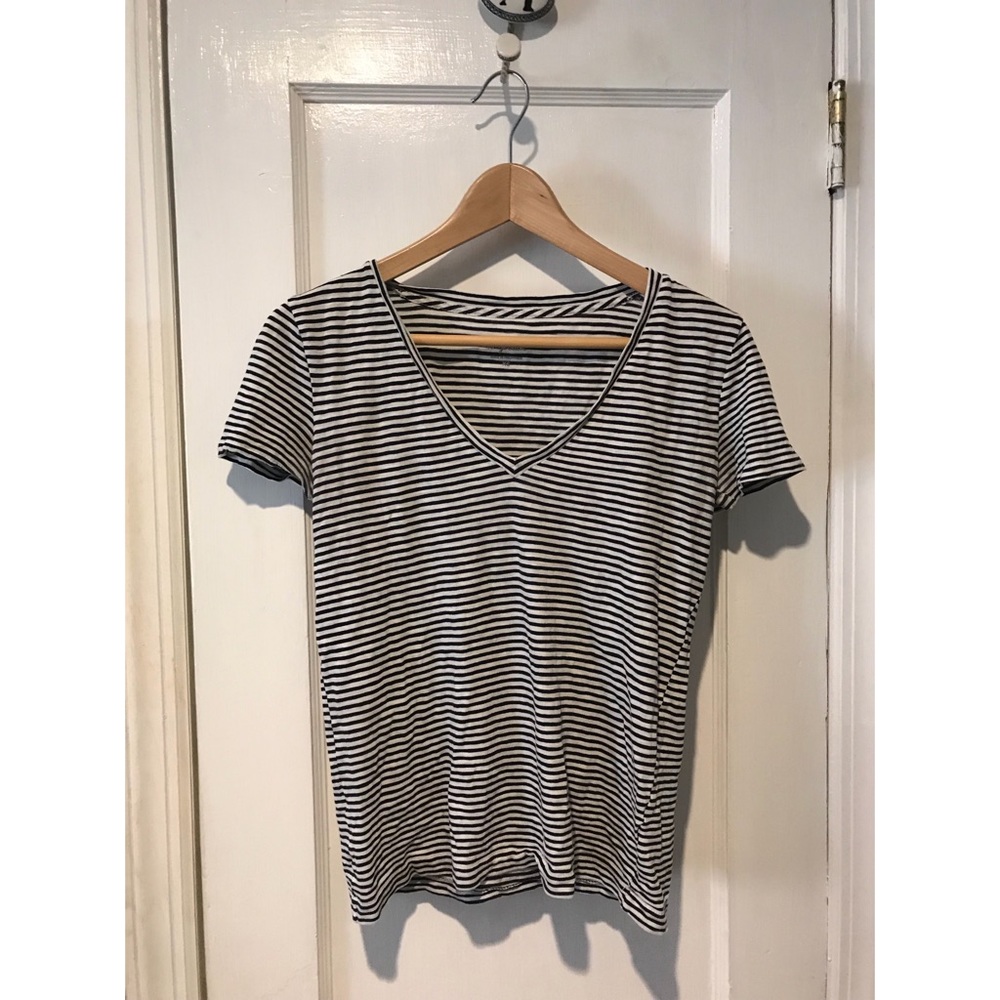 Striped J Crew V Neck
